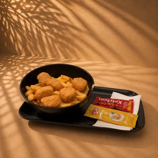 Chilli Cheese Nuggets 6er mit Pommes